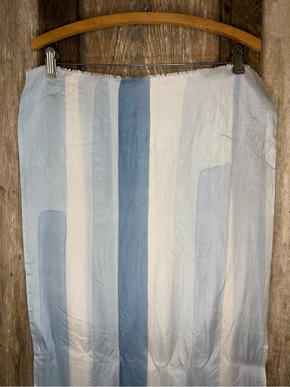 VTG Dior Silk Oblong Scarf Abstract Block Stripe Ice Blue Cream Minimalist - Picture 9 of 16